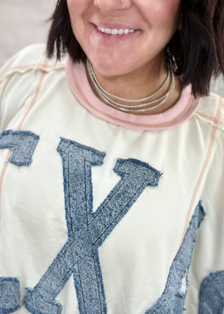 Washed Denim Texas Patchwork Top