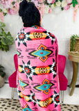 King Size Ace In The Hole Pink & Aztec Blanket