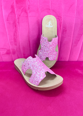 Corkys Bogalusa Sandal - Pink Glitter - ALL SALES FINAL -