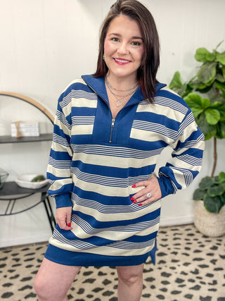 Coastal Breeze Half-Zip Knit Dress | S-L ALL SALES FINAL