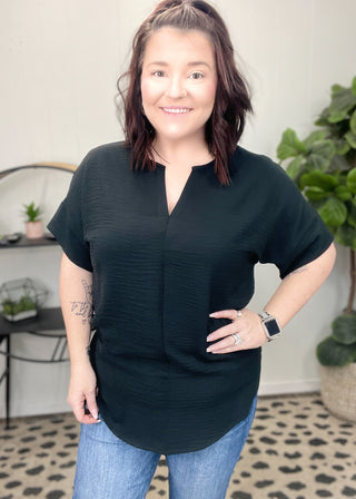 Black Breezy Chic Airflow Top | S-3X
