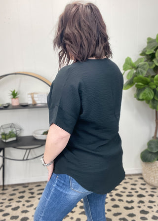 Black Breezy Chic Airflow Top | S-3X