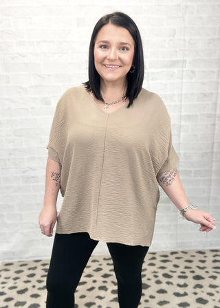 Light Mocha Who I Am Dolman Sleeve Top | S-3X