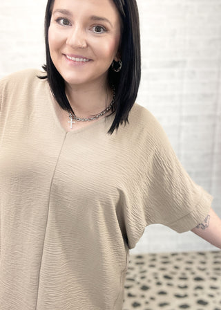 Light Mocha Who I Am Dolman Sleeve Top | S-3X