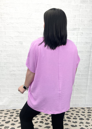 Mauve Woven Airflow Collared V-Neck Top | S-3X