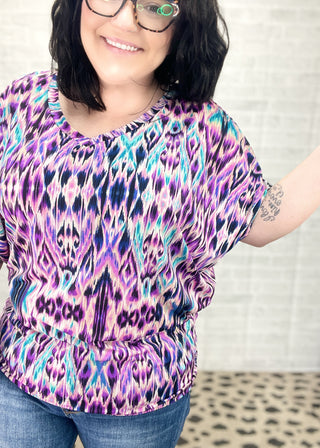 Sadie Multi Print Poncho Top | S-3X