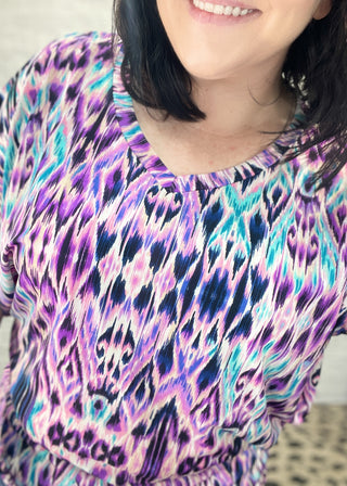Sadie Multi Print Poncho Top | S-3X