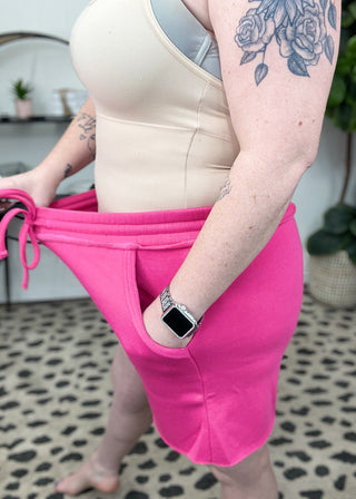 Hot Pink Chill Mode Fleece Shorts | S-L
