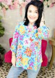 Bright Mixed Floral Lizzy Wrinkle Free Top | S-3X