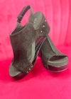 Corkys Carley Wedge - Black Suede Croc