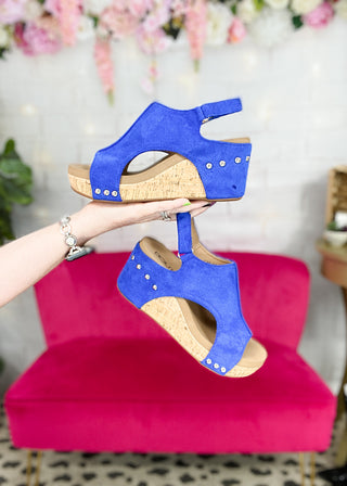 Corkys Carley Wedge - Electric Blue Suede - ALL SALES FINAL -