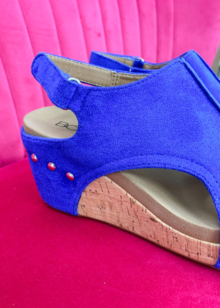 Corkys Carley Wedge - Electric Blue Suede - ALL SALES FINAL -