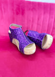 Corkys Carley Wedge - Purple Glitter -ALL SALES FINAL-