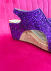 Corkys Carley Wedge - Purple Glitter -ALL SALES FINAL-