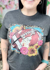 Charcoal Floral Football Graphic T-Shirt