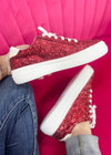 Corkys Glaring Sneaker - Red Chunky Glitter