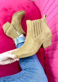 Corkys Keira Bootie - Camel Suede - ALL SALES FINAL -