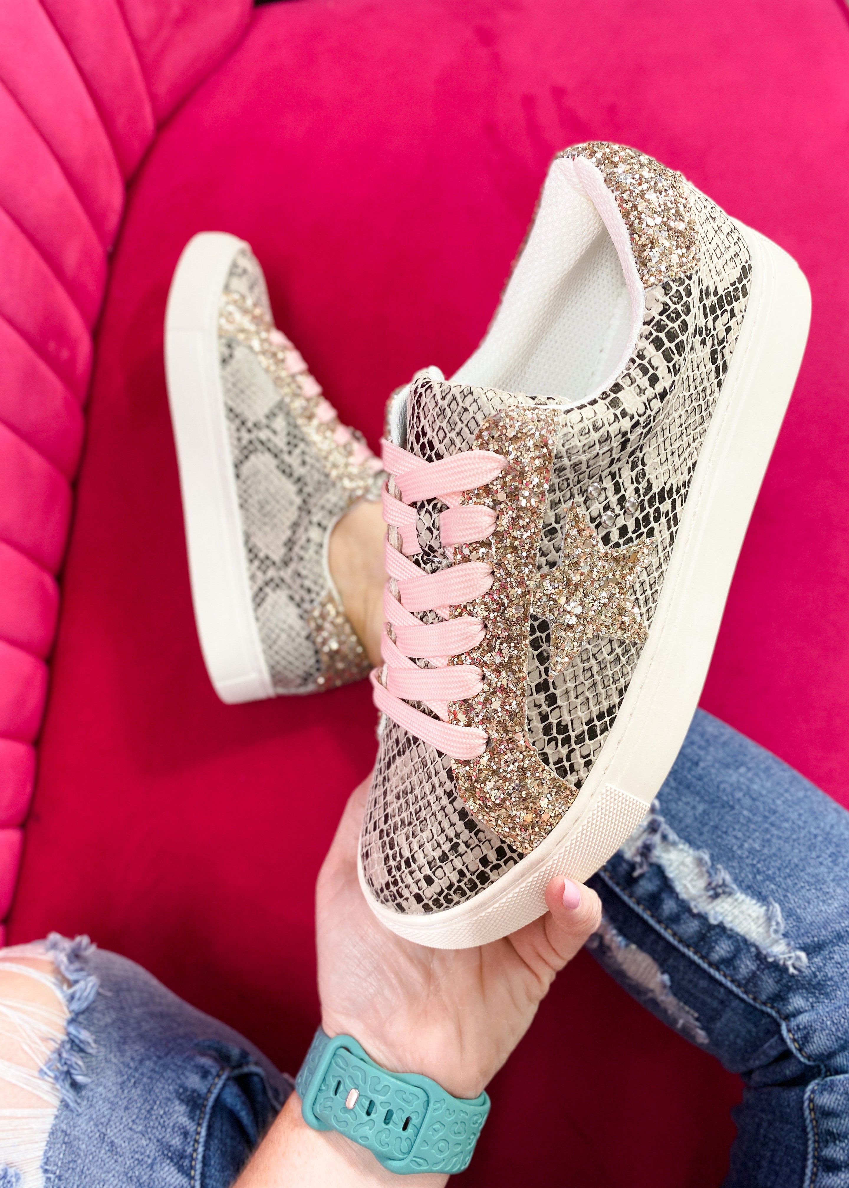 Corkys Supernova Sneaker in Gold Metallic Glitter 7