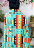 King Size Creek Don't Rise Turquoise & Aztec Blanket