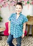 For The Plot Chevron Print Top