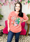 Heather Coral Moon Cactus Graphic T-Shirt