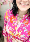 Hot Pink Floral Lizzy Wrinkle Free Top | S-3X