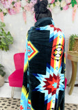King Size Lone Rider Bright Aztec Blanket