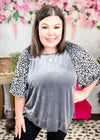 Love Is More Leo Sleeve Velvet Top