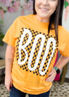 Orange Checkerboard Boo Graphic T-Shirt