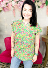 Emerald Floral Short Sleeve Lizzy Top | S-3X