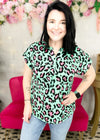 Hot Pink Leo Print Short Sleeve Lizzy Top | S-3X