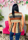Take My Hand Leo Print Striped Top