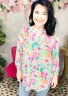 Tropical Floral Lizzy Wrinkle Free Top | S-3X