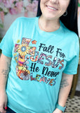 Turquoise Fall For Jesus Graphic T-Shirt
