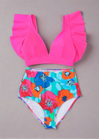 Make A Splash Pink & Floral Swim Set | S-XL - ALL SALES FINAL -