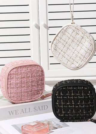 Winnie Plaid Tweed Cosmetic Makeup Travel Case