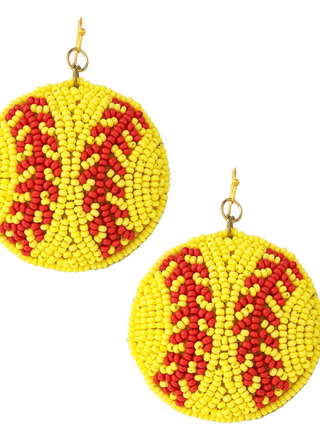 Softball Seed Bead Earrings