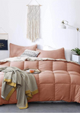 Down Alternative Reversible Comforter Set - Rose/Khaki