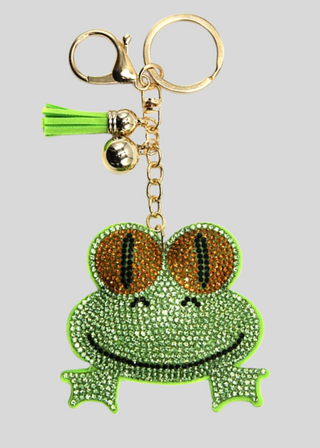 Sparkling Frog Rhinestone Keychain