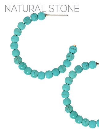 Idalou Open Back Turquoise Bead Hoops