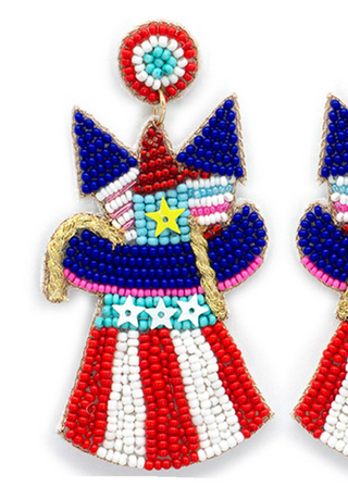 Red, White & BOOM Seed Bead Earrings