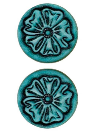 Cherokee Flower Leather Circle Post Earrings - ALL SALES FINAL -