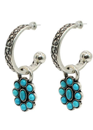 Jacksboro Turquoise Concho Hoop Earrings