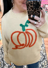 Metallic Glitter Yarn Embroidered Pumpkin Sweater | S-3X - ALL SALES FINAL -