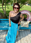 Lagoona Sheer Long Wrap Skirt- Turquoise ALL SALES FINAL