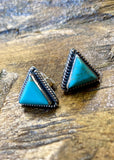 Triangle Cable Trim Turquoise Stud Earrings