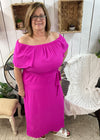 Ultra Pink Off The Shoulder Tie Waist Maxi