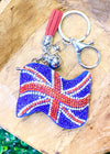 British Flag Rhinestone Keychain