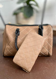 Quilted Barrel Bag & Wallet