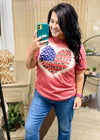 American Leo Heart Bleached Graphic T-Shirt